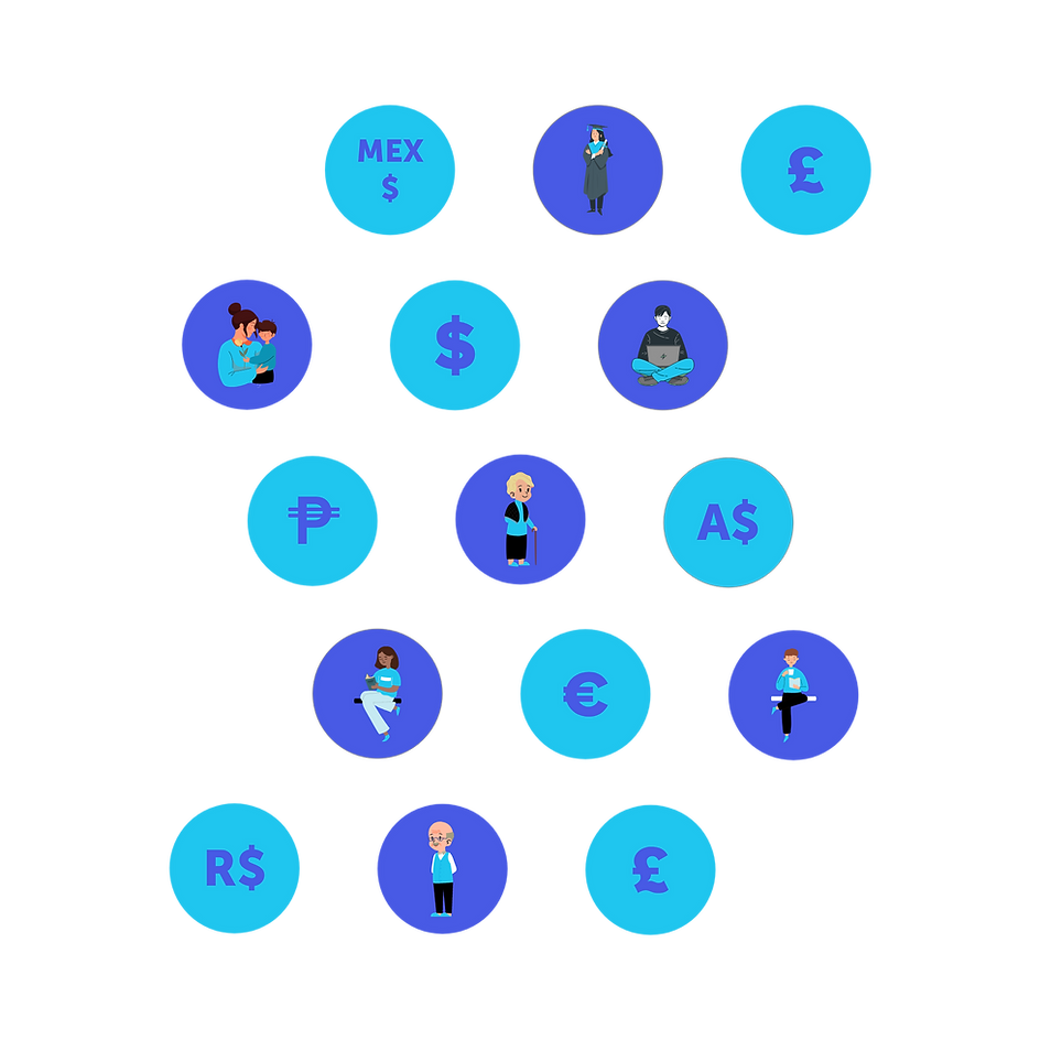 Global currency map showing worldwide remittance flows