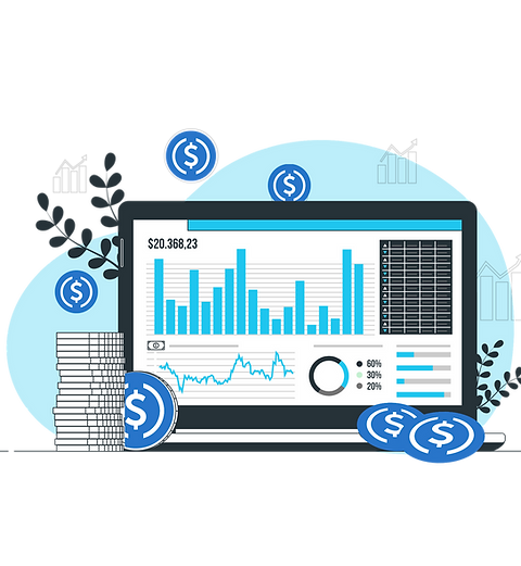 Payroll analytics dashboard with financial graphs and charts